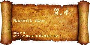 Machnik Apor névjegykártya